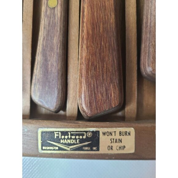 Vintage Forgecraft by Washington Forge Knife Cutlery Set With Wood Hanging Case - Picture 2 of 6